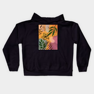 Abstract boho botanical illustration Kids Hoodie